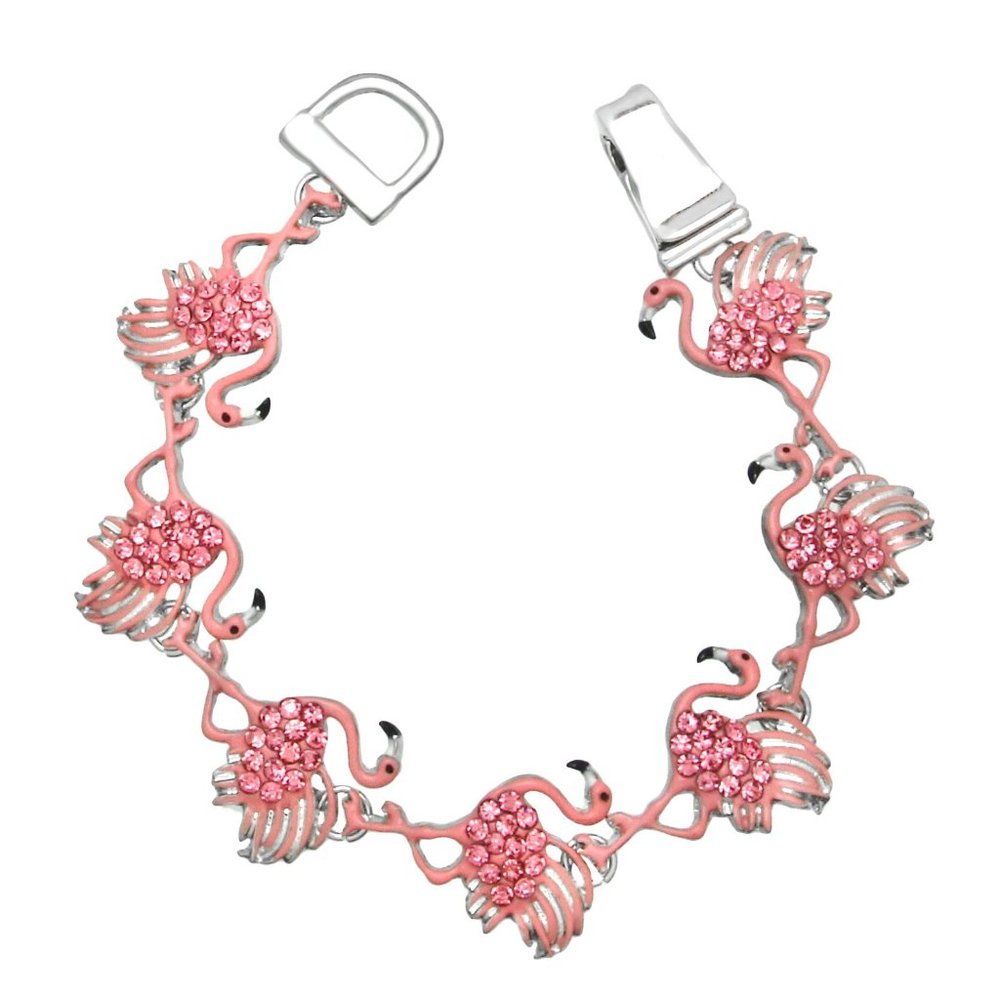 Pink  crystal  flamingo  bracelet